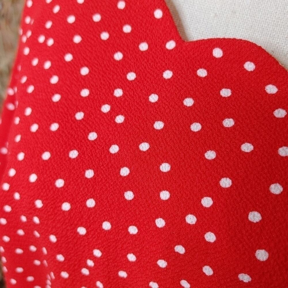 Monteau Los Angeles Size Medium M Red White Polka Dot Blouse Off Shoulder Top - Picture 7 of 11